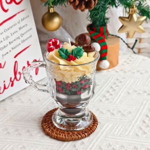 Christmas Dessert Style Scented Candle Glass <b>Cup</b> Hot Cocoa Shape Gingerbread Man Candy Ornament - Product Image 6