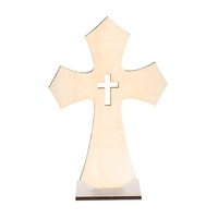 Ornements de croix d'Halloween en bois, pièces en bois pour décorations, croix rustique catholique sur pied, décoration intérieure