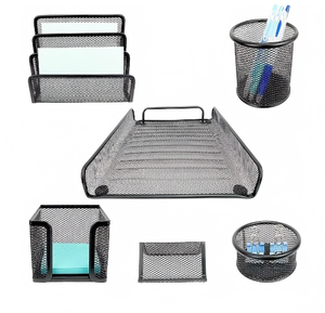 2025 nuovo ufficio in rete metallica 6 pezzi Set di cancelleria scuola e scrivania da ufficio forniture portapenne organizzatori di File articoli di cancelleria - Product Image 6
