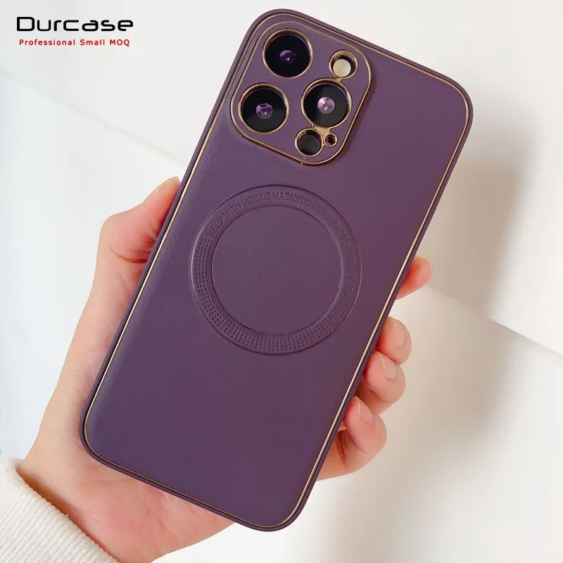 New Cases Plain Leather Magnetic Case For iPhone14 Smart Phone Case 14 Pro Max Slim Skin Magnet Camera Protection Cover With Box