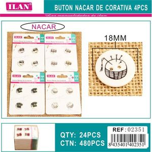 Bottone decorativo in perla Ilan da 18 mm per lavori artigianali, 4 pezzi - Product Image 3