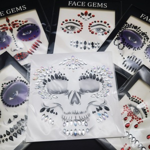 Nuevas gemas decorativas acrílicas para Halloween, <span class=keywords><strong>pegatinas</strong></span> faciales de resina ecológica con <span class=keywords><strong>diamantes</strong></span> de imitación, <span class=keywords><strong>pegatinas</strong></span> de cristal para la frente. - Product Image 2