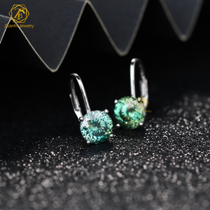 2 карата + 2 карата синий зеленый цвет португальская огранка Муассанит 925 стерлингового серебра клипсы на серьги для свадебной помолвки - Product Image 4