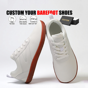 Chaussures de sport minimalistes personnalisées pour la marche, la course et l'entraînement, blanches, à bout large, zéro drop, en maille - Product Image 1