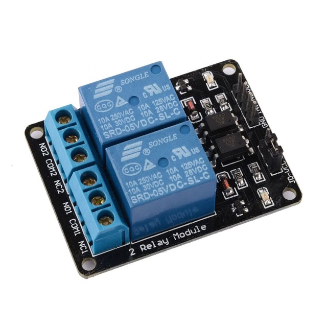 Ezonede ET1014 2-Channel Relay Shield Module with Optocoupler Active Low Level Trigger DC30V/AC250V Load Voltage
