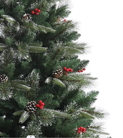 Vente en gros 7ft décoration de noël épais PVC + PE arbre de noël artificiel support en métal pommes de pin baies Natal AlberoDe Navidad