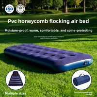 Matelas gonflable de camping pour une personne, portable et pliable, avec pompe de gonflage intégrée, épaisseur 22 cm, PVC floqué