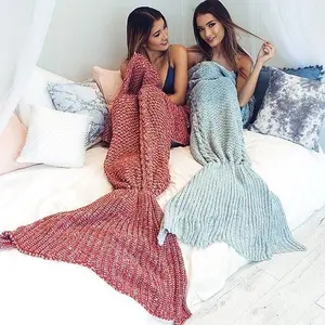 Couverture en queue de sirène tricotée sur mesure en gros Couverture en queue de poisson sirène tricotée douce et chaude au crochet