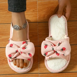 Classic Open Toe Strawberry Mules for Women Soft <b>Memory</b> <b>Foam</b> Anti-Slip for Slippers Beach Winter Season-Compatible Fashion Sprin - Product Image 1