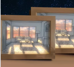 Lámpara de marco de luz Led para pintura, arte de pared con pintura, luz nocturna pequeña, lámpara de noche con frescos, diseño de <span class=keywords><strong>Anime</strong></span> - Product Image 5