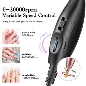 Electric Nail Drill <b>Kit</b>,for Acrylic <b>Gel</b> Nails | Professional Portable Manicure Pedicure Tools with Gold Nail Drill Bits - Product Image 2