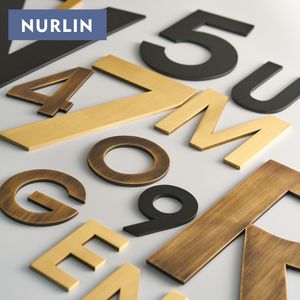 Numéros d'adresse de luxe en laiton Nurlin lettres majuscules minuscules Design moderne artisanat de qualité supérieure personnalisable or mat - Product Image 5
