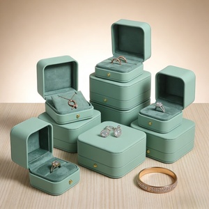 Customized Jewelry Boxes with logo Pu Jewelry Box Suede Multi-Function Lining Fine Jewelry Pu Leather Navy Blue Jewelry Boxes - Product Image 3