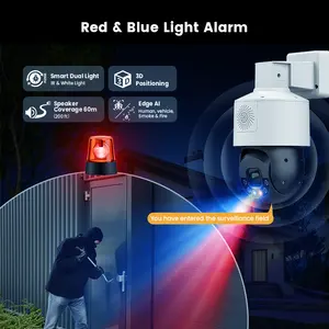 5MP Ultra HD Active Deterrence Red Blue Light Alarm Cctv Security Dome Ptz Full Color Night Vision 3inch Poe Ptz Ip Camera