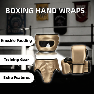 Ensemble de protection pour la tête et les gants de boxe en or, équipement de protection pour le kick-boxing, pour l'entraînement aux arts martiaux - Product Image 6