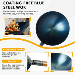 Chảo thép carbon phủ chống dính, rèn thủ công, sản xuất theo truyền thống Trung Quốc - Product Image 5