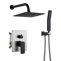Ensemble de robinetterie de douche thermostatique moderne en chrome poli, double contrôle de température, verrouillage de la température en un clic, rotation à 360° pour salle de bain