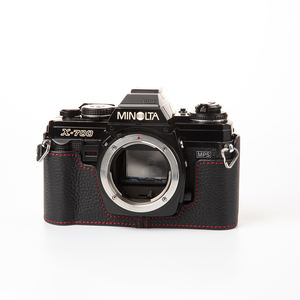 Sac photo rétro en cuir véritable pour <span class=keywords><strong>Minolta</strong></span> <span class=keywords><strong>X700</strong></span> X570 sac de photographie étui de protection fait à la main véritable appareil photo demi étui personnaliser - Product Image 6