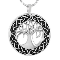 Colgante de Acero Inoxidable Plateado en Forma de Corazón con Árbol de los Deseos Celta para Cenizas de Mascotas, Unisex