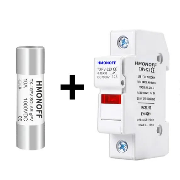 Fusibles solaires DC 1000V PV photovoltaïque 6A 10A 15A 20A 25A 30A Base porte-fusible DC pour système solaire Protection contre les courts-circuits gpV