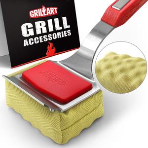 Cepillo para barbacoa sin cerdas de acero inoxidable con mango largo, cepillo para limpiar parrillas, limpiador de barbacoas, cabezal de limpieza reemplazable - Product Image 2