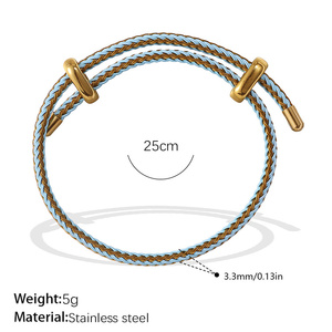 Edelstahl 18 Karat vergoldet mehrfarbig verstellbare Seil Armbänder DIY Heart Star Weave Armband als Geschenk - Product Image 6