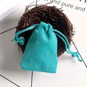 25 petits sacs en velours recyclables avec cordon de serrage pour l'emballage et la présentation de bijoux, pochettes à bijoux de couleur bleue - Product Image 2
