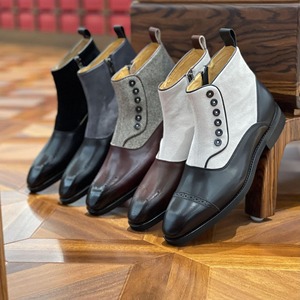 Bottes Chelsea pour hommes, été, printemps, fabrication artisanale, style britannique rétro, lacets, bout pointu, antidérapantes, respirantes, style gentleman - Product Image 1