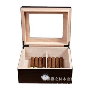 Humidor à cigares en bois grande capacité, double couche, rectangulaire, design classique, anti-humidité, pour cigares cubains - Product Image 5