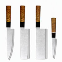 Couteau de chef en acier inoxydable avec manche en bois, ensemble de 4 couteaux de cuisine colorés