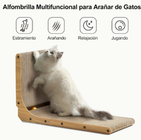 Griffoir pour chat en forme de L, résistant à l'usure et à faible production de poussière, griffoir mural vertical, maison pour chat intégrée, jouet en carton ondulé