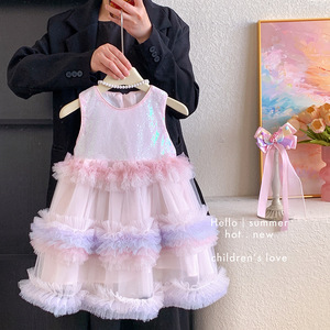 Vestido de Silueta Dimensional con Volantes de Varias Capas sin Mangas para Niñas, para Fiestas de Cumpleaños, Bodas y Otras Ocasiones - Product Image 5