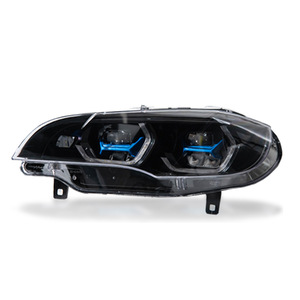 Adatto per gruppo fari <span class=keywords><strong>BMW</strong></span> <span class=keywords><strong>X6</strong></span> E71 dal 2008 al 2014, modificato con nuove lenti LED a doppio colore a forma di cucchiaio con effetto occhio dorato. - Product Image 5