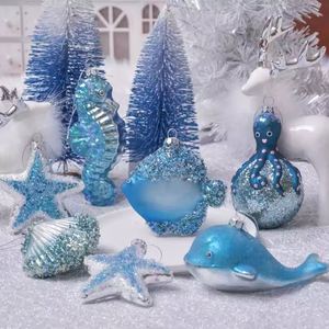 Vente directe d'usine de pendentifs en verre sur le thème des animaux marins pour Noël, décorations pour sapin de Noël, artisanat en verre sur le thème des animaux marins - Product Image 2