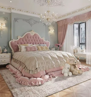 Lit en bois massif sculpté de style français, luxe léger, chambre principale haut de gamme de style européen, lit double de 1,8 mètre pour villa, lit de mariage