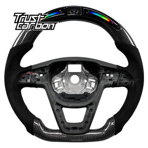 Volante de Fibra de Carbono Personalizado de Alto Rendimiento y Estilo Mejorado para Seat <span class=keywords><strong>Leon</strong></span> Cupra Ibiza Ateca <span class=keywords><strong>ST</strong></span> SC FR 2013-2018 con LED - Product Image 1
