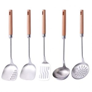 Juego de Utensilios de Cocina de Acero Inoxidable con Mango de Madera, Diseño Nuevo, Ecológico, Multiusos, Precio al por Mayor - Product Image 4