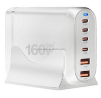 Chargeur de bureau GAN 160W de haute qualité Adaptateur de bureau de base 160W Support de bureau 160W Chargeur PD 3USB + 3Type-C