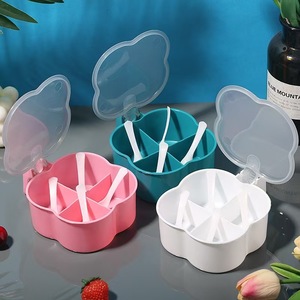 <b>Spice</b> <b>Jar</b> Divided 4 Compartment With Spoons Airtight Kitchen Storage Plastic Cute Design M Size - Product Image 1