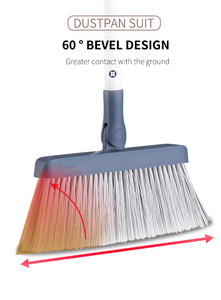 Juego de escoba y <span class=keywords><strong>recogedor</strong></span> sin ángulo ciego con peine integrado y estructura de volteo para vaciar, para colgar en la pared, suministros de limpieza para el hogar - Product Image 3
