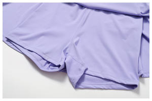 ชุดออกกำลังกาย 2 ชิ้น เสื้อครอปซิปครึ่งตัวแบบรacer back กับกางเกงขาสั้นในตัว สำหรับเล่นกีฬา ฟิตเนส กระโปรงกอล์ฟ ชุดเทนนิส สำหรับผู้หญิง (OEM ODM) - Product Image 6