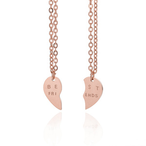 Sin deslustre 2 unids/set collar con colgante de corazón de acero inoxidable chapado en oro <span class=keywords><strong>mejor</strong></span> amigo amistad BFF <span class=keywords><strong>regalo</strong></span> de joyería de moda - Product Image 6