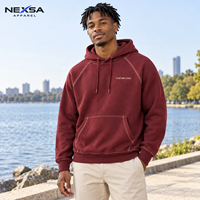 Sweat-shirts et sweats à capuche pour hommes en coton biologique bordeaux à manches raglan, personnalisables avec étiquette privée, motif graphique lettres sur coutures contrastées, style streetwear décontracté