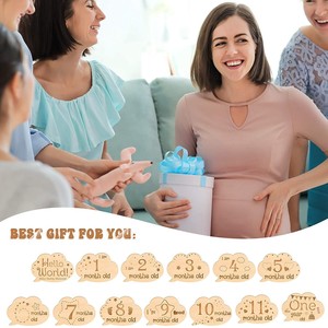 Cartes de jalon double face en bois pour bébé, accessoires de photographie pour nouveau-né, <span class=keywords><strong>cadeau</strong></span> commémoratif de <span class=keywords><strong>naissance</strong></span>, 13 pièces - Product Image 5