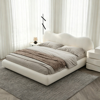 Lit rembourré en tissu amovible et lavable de style français, lit king-size de 1,8 m pour usage domestique, hôtel, ensemble de lit moderne blanc crème à vendre