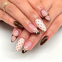 Ongles Press-On Personnalisés de Haute Qualité, 30 Pièces, Vente en Gros, en ABS, Forme Amande, French Cat Eye, Pré-conçus, Réutilisables, Dégradé de Strass, Pour Usage en Salon