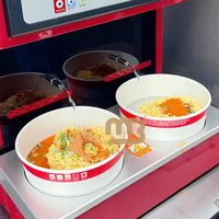 Tasse de bol en papier Ramen de nouilles de chauffage par induction coréenne imprimée personnalisée avec fond en papier d'aluminium pour les restaurants en libre-service