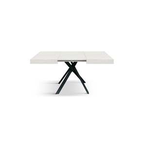 Eva <b>Extendable</b> <b>Dining</b> <b>Table</b> 95 To 145 Cm White Ash Melamine Top Black Crossed Legs Internal Use - Product Image 2