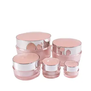 Frascos De Creme Acrílico para Cosméticos Recipientes De Embalagem Rosa 2g-5g-15g-50g-100g Plástico PS OEM Embalagem Cosmética Rodada 10-30 Dias