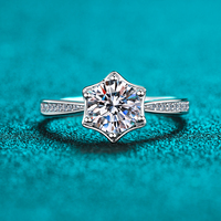 Bague personnalisée en argent sterling S925 avec moissanite 1 carat, certifiée GRA, motif flocon de neige, vente en gros